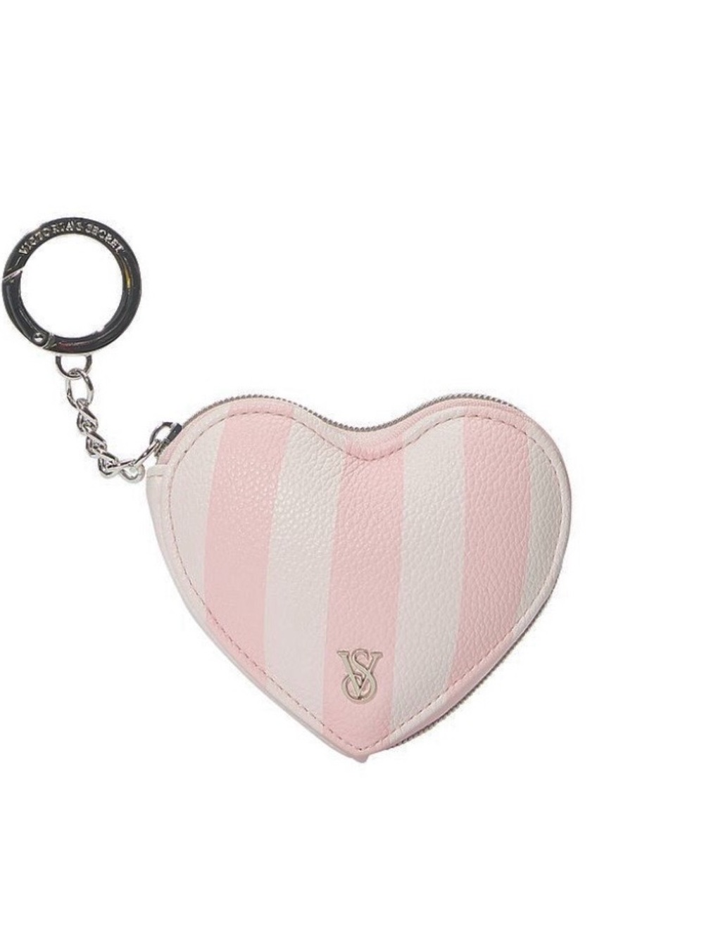 Victoria's Secret Heritage Stripe Heart Shaped Pouch for Keychain/Bag charm NWT